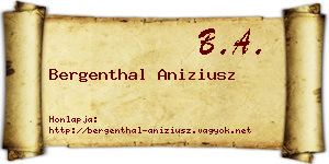 Bergenthal Aniziusz névjegykártya